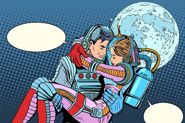 một cặp đôi khám phá không gian